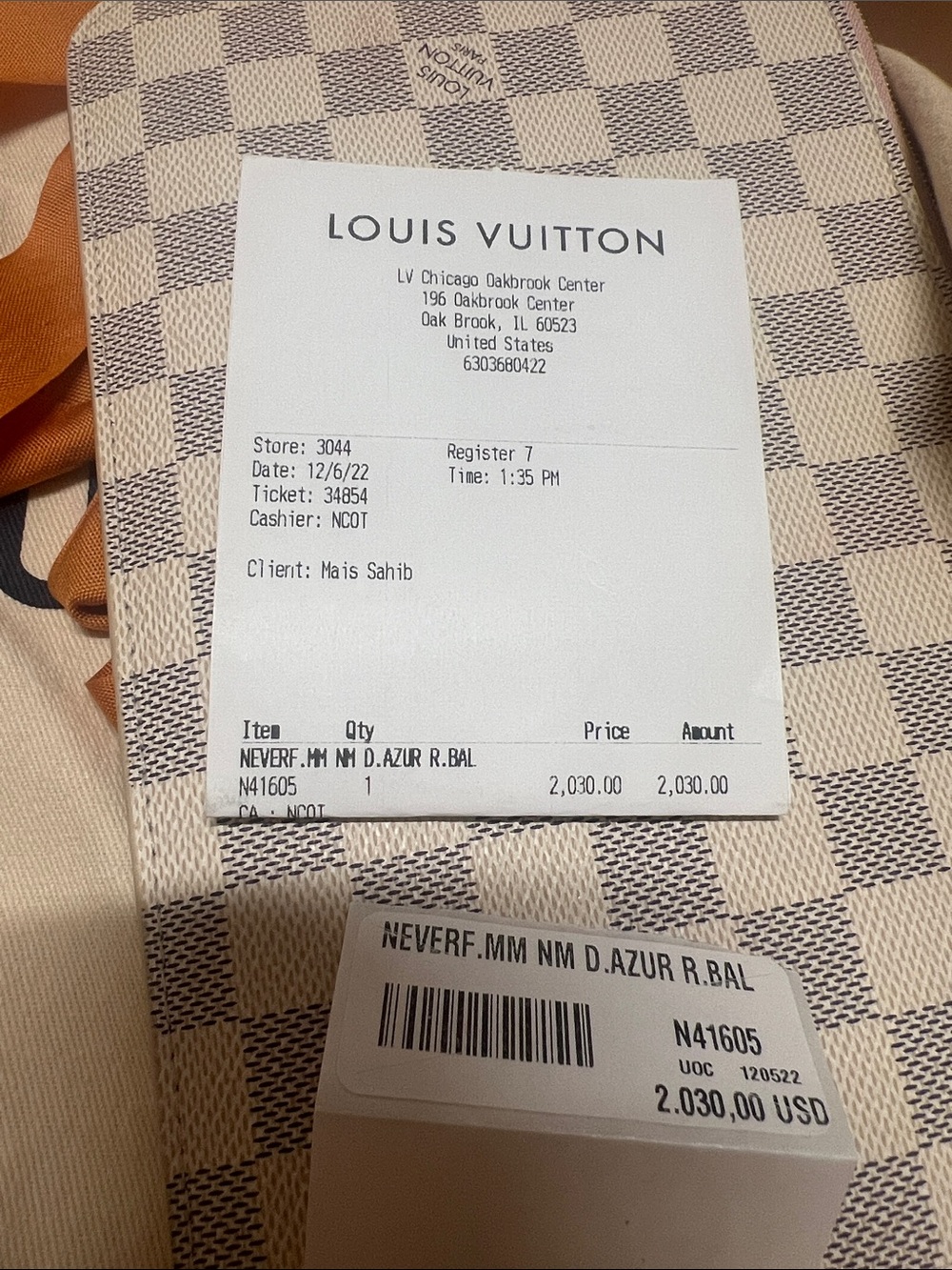 Authentic Louis Vuitton Damier Azur Tote with Pink Interior and Vachetta Trim - Picture 12 of 17